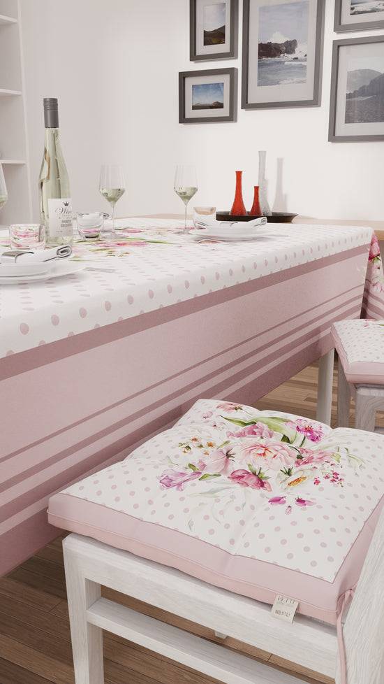 PETTI Tovaglia da tavola Antimacchia, Copritavolo da Cucina, Shabby Pois Cipria