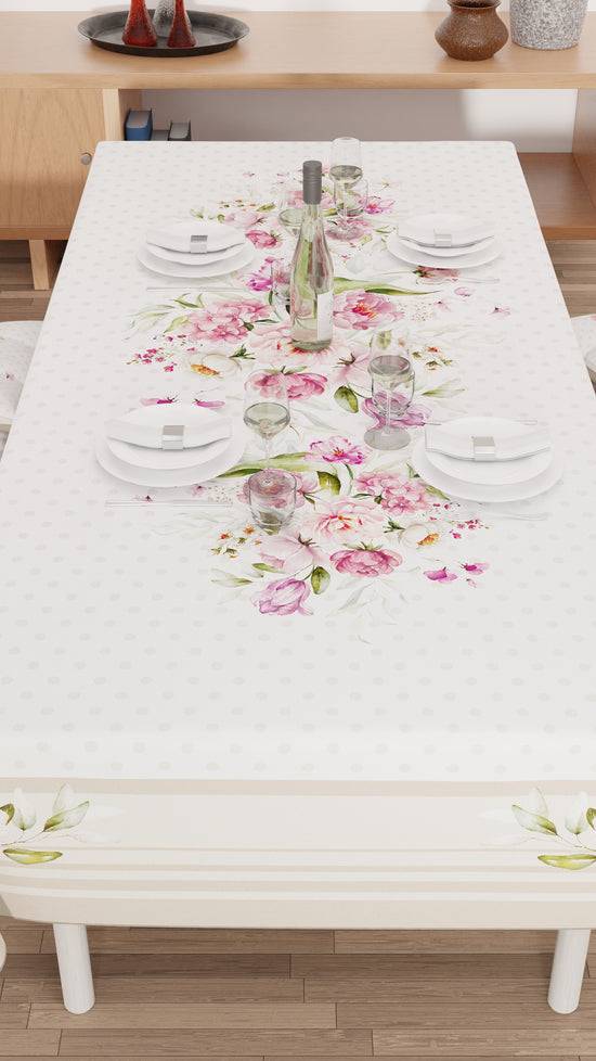 PETTI Tovaglia Da Tavola Antimacchia, Copritavolo Da Cucina, Shabby Pois Beige