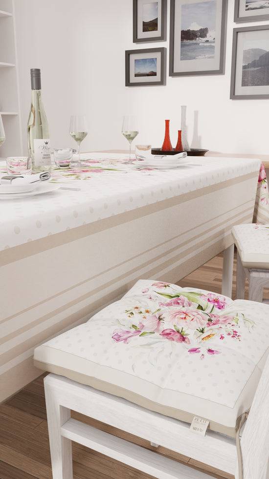 PETTI Tovaglia da tavola Antimacchia, Copritavolo da Cucina, Shabby Pois Beige