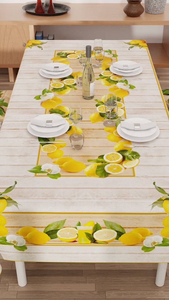 PETTI Tovaglia Da Tavola Antimacchia, Copritavolo Da Cucina, Lemon