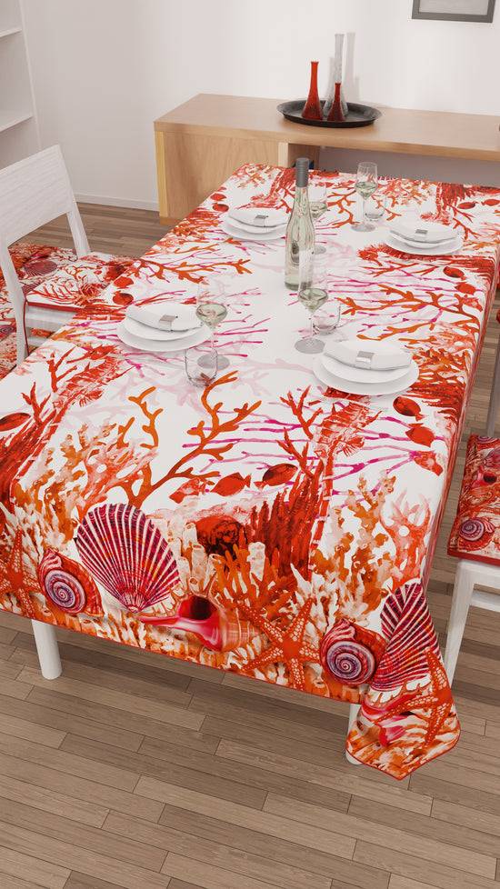 PETTI Tovaglia Da Tavola Antimacchia, Copritavolo Da Cucina Corallo Rosso