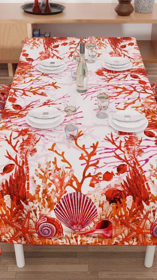 PETTI Tovaglia Da Tavola Antimacchia, Copritavolo Da Cucina Corallo Rosso