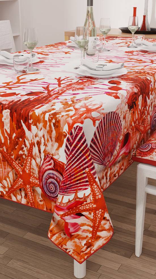 PETTI Tovaglia Da Tavola Antimacchia, Copritavolo Da Cucina Corallo Rosso