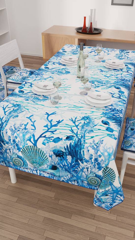 PETTI Tovaglia Da Tavola Antimacchia, Copritavolo Da Cucina, Corallo Blu