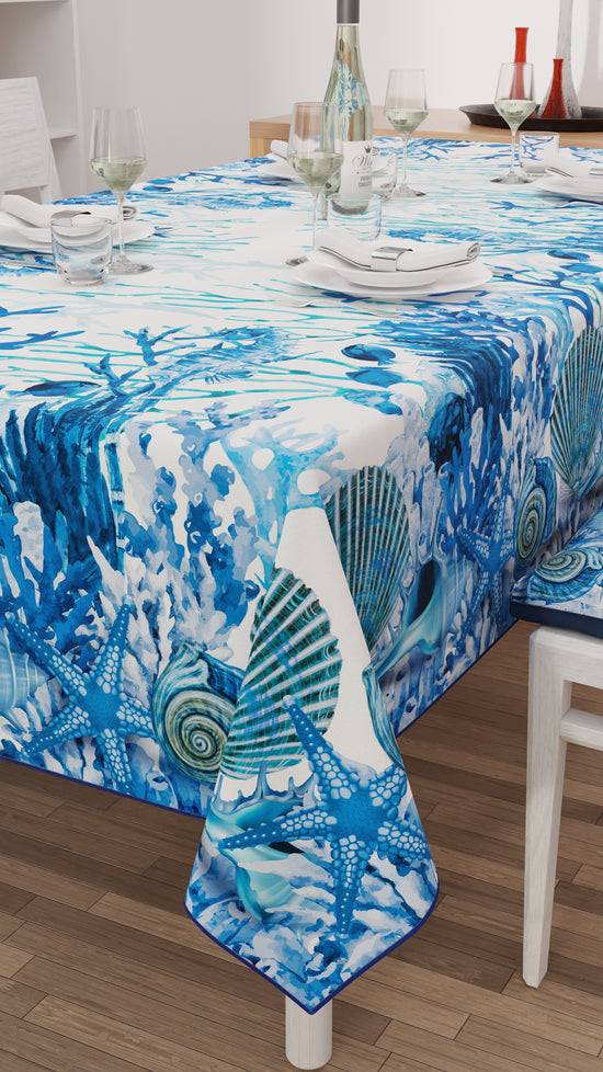 PETTI Tovaglia Da Tavola Antimacchia, Copritavolo Da Cucina, Corallo Blu