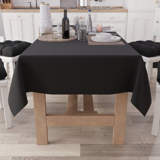 PETTI Tovaglia Da Tavola In Cotone, Tovaglia Tinta Unita Nero