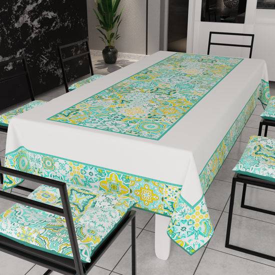 PETTI Tovaglia Da Tavola Moderna, Copritavolo Da Cucina, Vietri 02 Verde Acqua