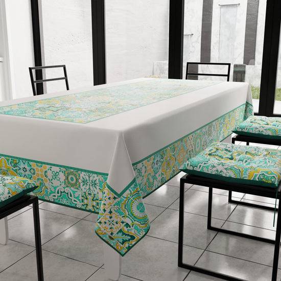 PETTI Tovaglia Da Tavola Moderna, Copritavolo Da Cucina, Vietri 02 Verde Acqua