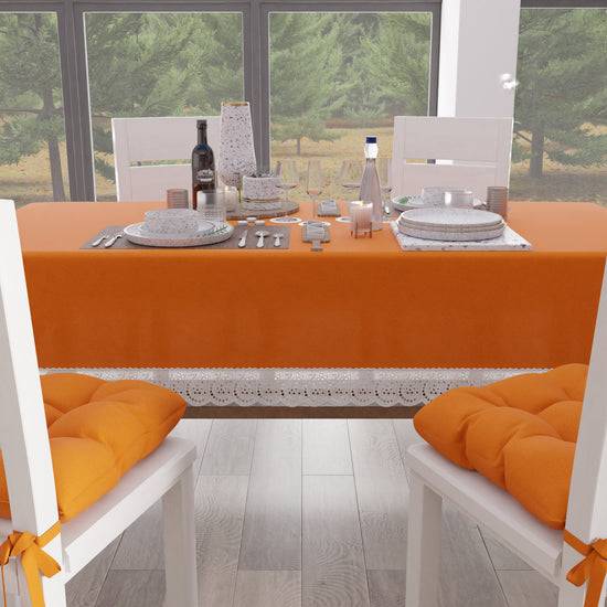 PETTI Tovaglia Da Tavola Shabby Chic Copritavolo Con Pizzo E Fiocchi Arancio
