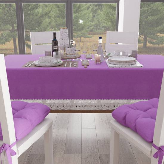 PETTI Tovaglia Da Tavola Shabby Chic Copritavolo Con Pizzo E Fiocchi Lilla