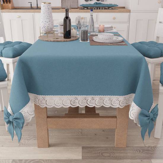 PETTI Tovaglia Da Tavola Shabby Chic Copritavolo Con Pizzo E Fiocchi Avion