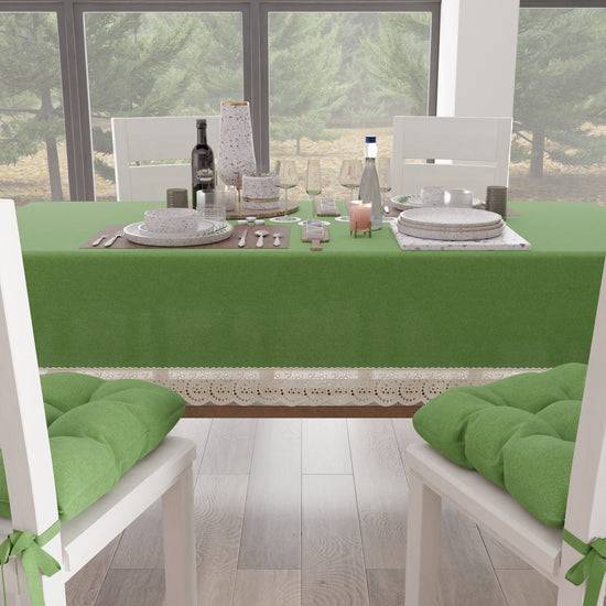 PETTI Tovaglia Da Tavola Shabby Chic Copritavolo Con Pizzo E Fiocchi Verde