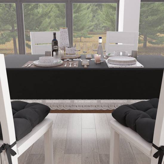 PETTI Tovaglia Da Tavola Shabby Chic Copritavolo Con Pizzo E Fiocchi Nero