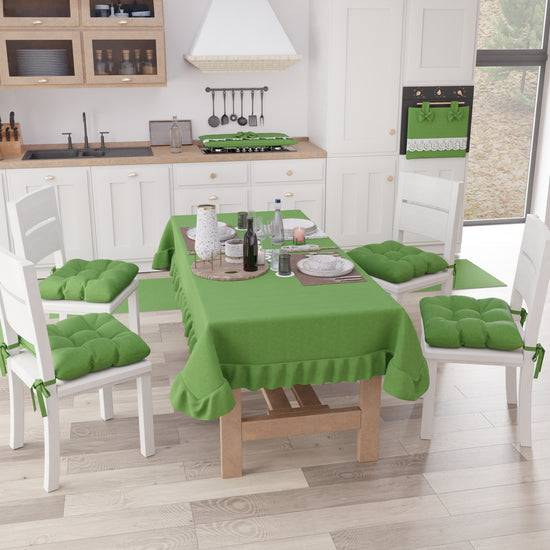 PETTI Tovaglia Da Tavola, Tovaglia Con Volant, Copritavolo Con Volant, Verde