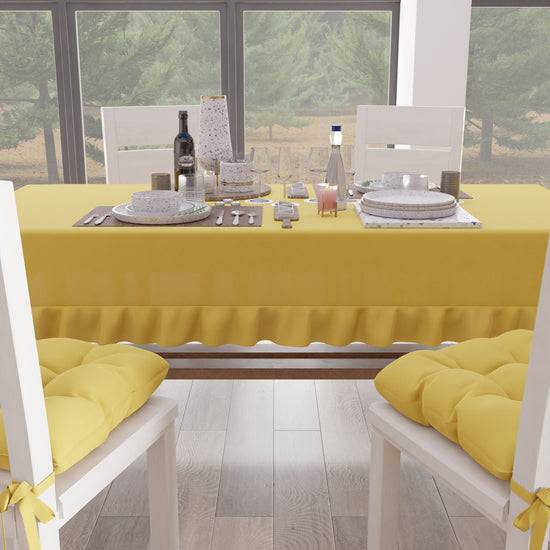 PETTI Tovaglia Da Tavola, Tovaglia Con Volant, Copritavolo Con Volant, Giallo