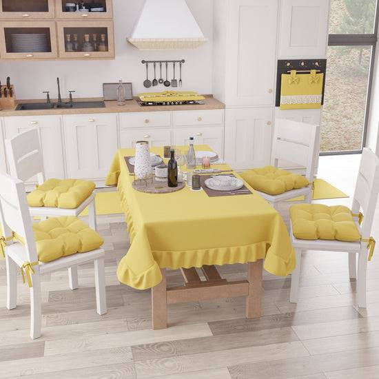 PETTI Tovaglia Da Tavola, Tovaglia Con Volant, Copritavolo Con Volant, Giallo