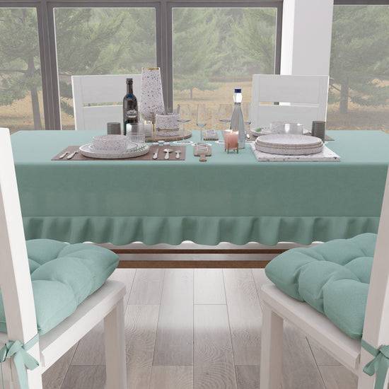 PETTI Tovaglia Da Tavola, Tovaglia Con Volant, Copritavolo Con Volant, Verde Acqua