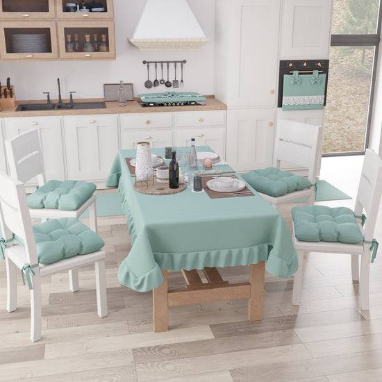 PETTI Tovaglia Da Tavola, Tovaglia Con Volant, Copritavolo Con Volant, Verde Acqua