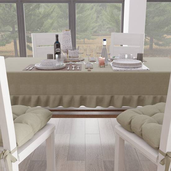PETTI Tovaglia Da Tavola, Tovaglia Con Volant, Copritavolo Con Volant, Sabbia