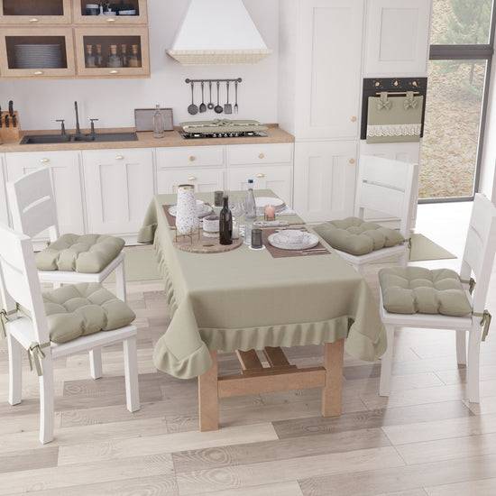 PETTI Tovaglia Da Tavola, Tovaglia Con Volant, Copritavolo Con Volant, Sabbia