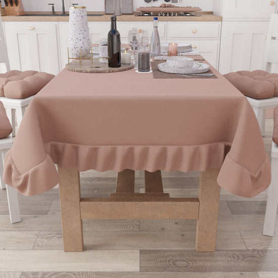 PETTI Tovaglia Da Tavola, Tovaglia Con Volant, Copritavolo Con Volant, Cipria