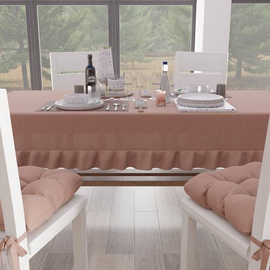 PETTI Tovaglia Da Tavola, Tovaglia Con Volant, Copritavolo Con Volant, Cipria