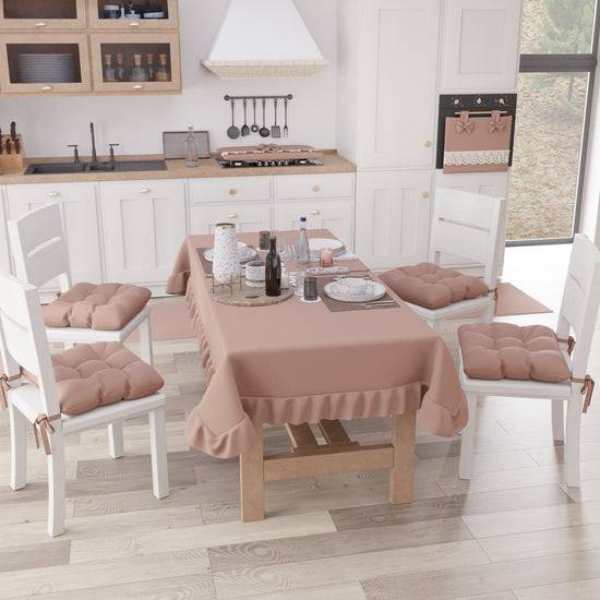 PETTI Tovaglia Da Tavola, Tovaglia Con Volant, Copritavolo Con Volant, Cipria