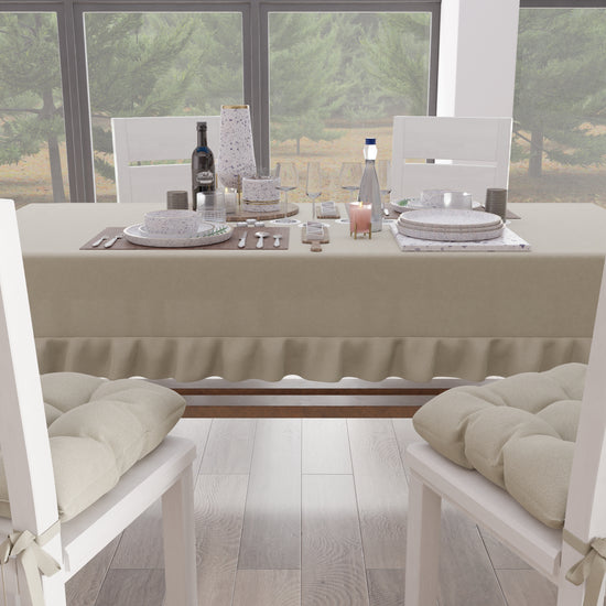 PETTI Tovaglia Da Tavola, Tovaglia Con Volant, Copritavolo Con Volant, Beige