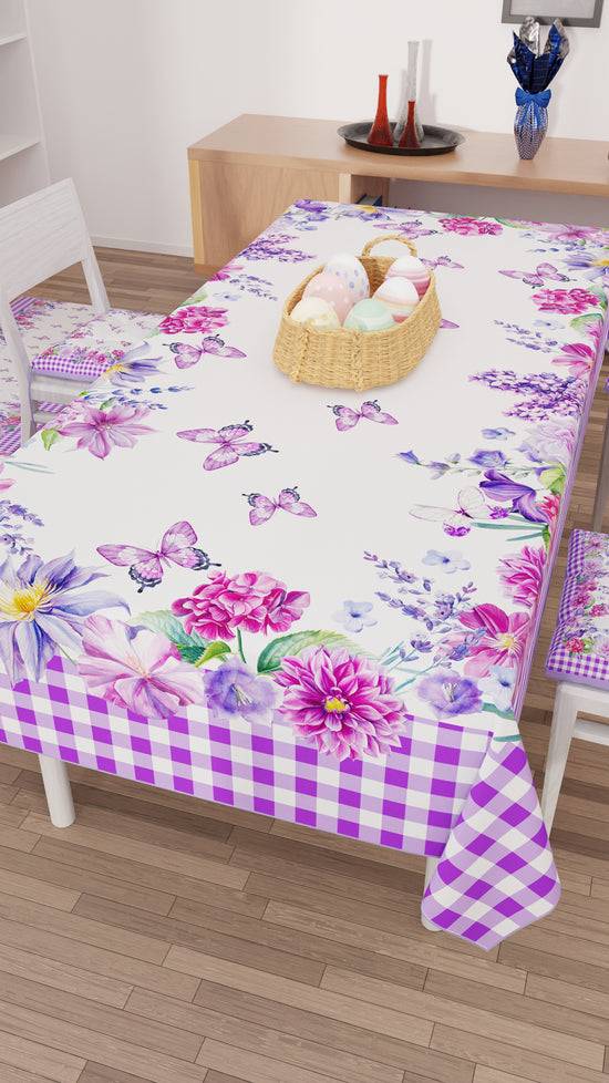PETTI Tovaglia Pasqua Da Tavola Antimacchia, Copritavolo Pasqua Da Cucina Vichy Viola