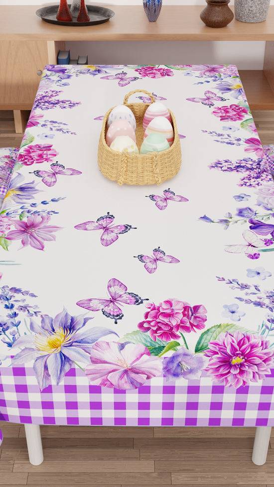 PETTI Tovaglia Pasqua Da Tavola Antimacchia, Copritavolo Pasqua Da Cucina Vichy Viola