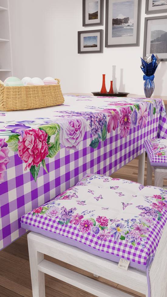 PETTI Tovaglia Pasqua da tavola Antimacchia, Copritavolo Pasqua da Cucina Vichy Viola