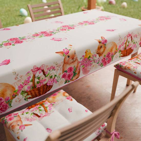 PETTI Tovaglia Pasquale Da Tavola Antimacchia, Copritavolo Pasqua Da Cucina Pink Bunny