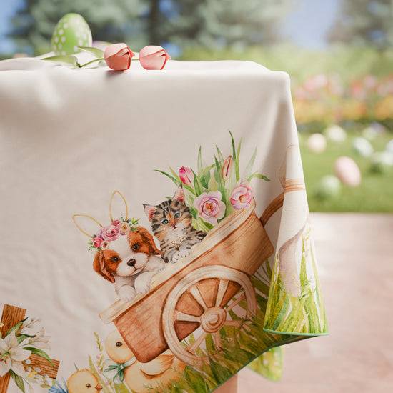 PETTI Tovaglia Pasquale Da Tavola Antimacchia, Copritavolo Pasqua Da Cucina Rabbit