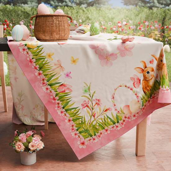 PETTI Tovaglia Pasquale Da Tavola Antimacchia, Copritavolo Pasqua Da Cucina Flora