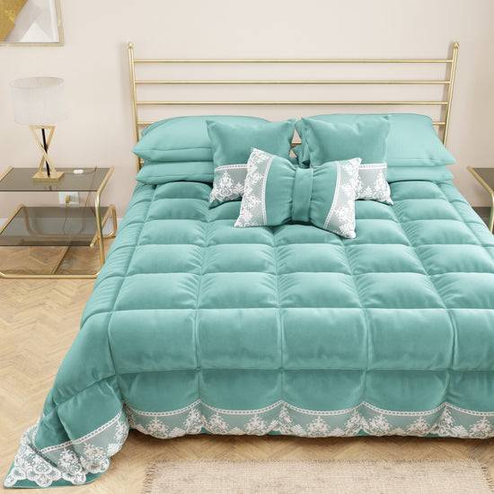 PETTI Trapunta Invernale In Morbido E Caldo Velluto E Balza Con Pizzo Rebrodè Tiffany By Sissy