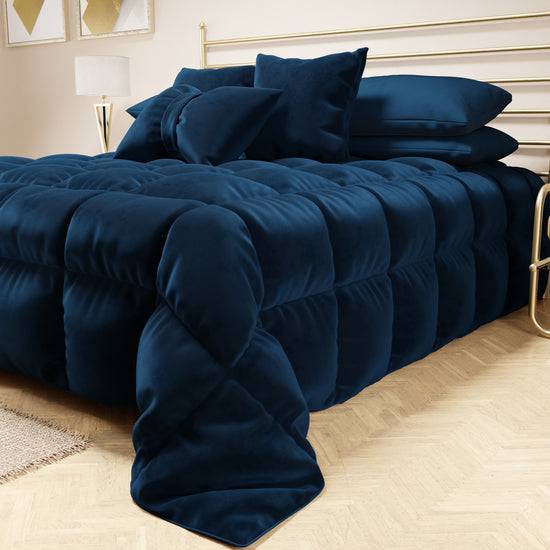 PETTI Trapunta, Trapunta Invernale Double Face In Morbido E Caldo Velluto Blu