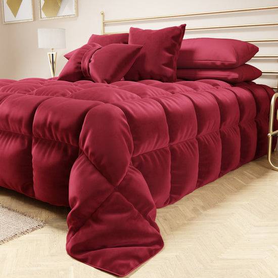 PETTI Trapunta, Trapunta Invernale Double Face In Morbido E Caldo Velluto Bordeaux