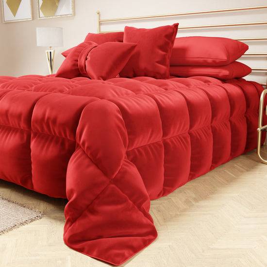PETTI Trapunta, Trapunta Invernale Double Face In Morbido E Caldo Velluto Rosso
