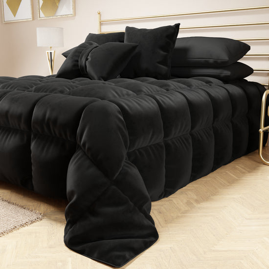 PETTI Trapunta, Trapunta Invernale Double Face In Morbido E Caldo Velluto Nero
