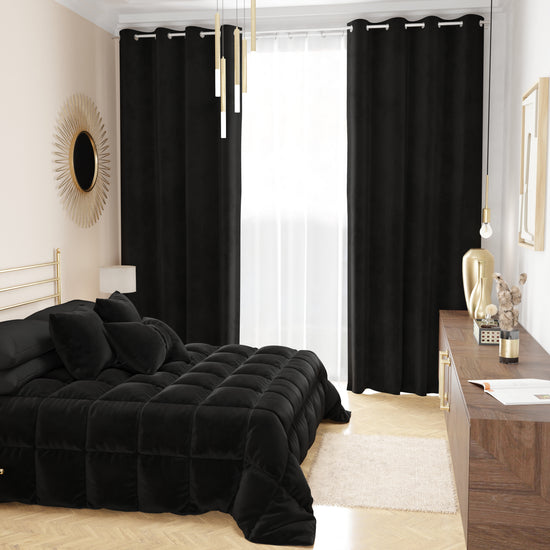 PETTI Trapunta, Trapunta Invernale Double Face In Morbido E Caldo Velluto Nero