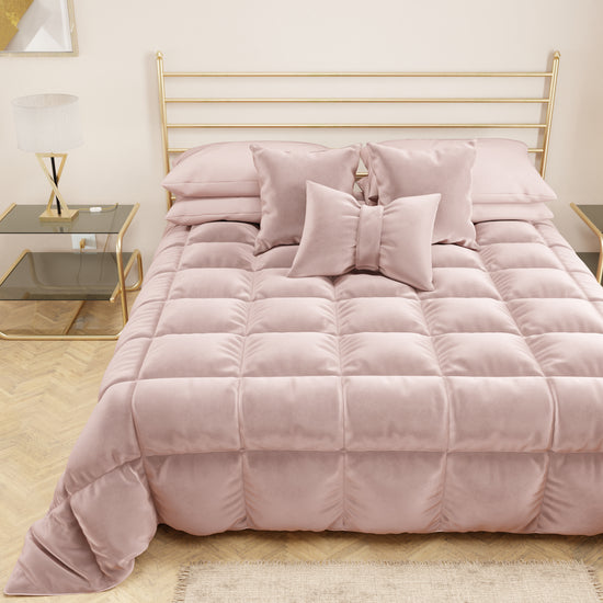 PETTI Trapunta, Trapunta Invernale Double Face in Morbido e Caldo Velluto Cipria