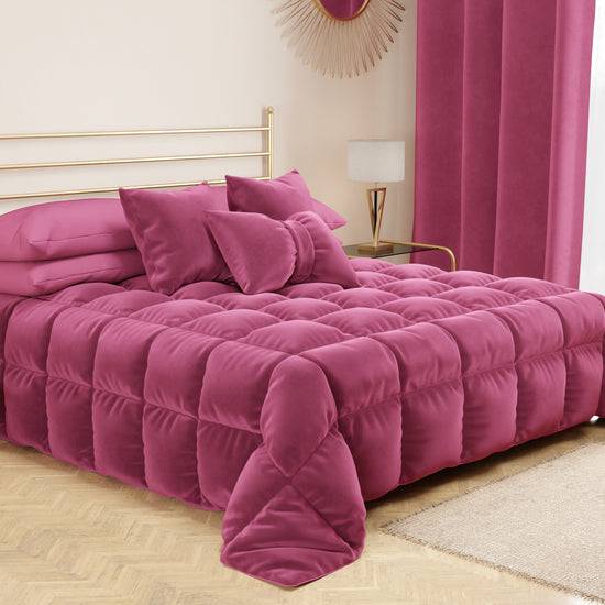 PETTI Trapunta, Trapunta Invernale Double Face In Morbido E Caldo Velluto Fucsia