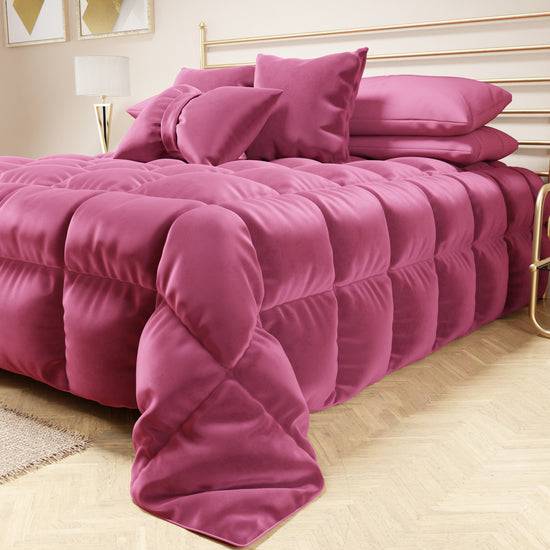 PETTI Trapunta, Trapunta Invernale Double Face In Morbido E Caldo Velluto Fucsia
