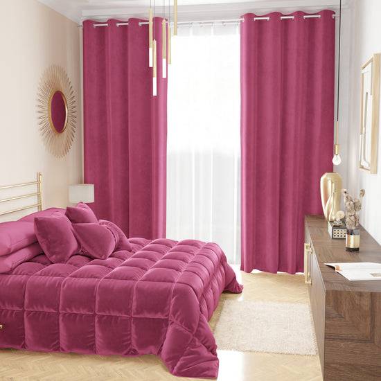 PETTI Trapunta, Trapunta Invernale Double Face In Morbido E Caldo Velluto Fucsia