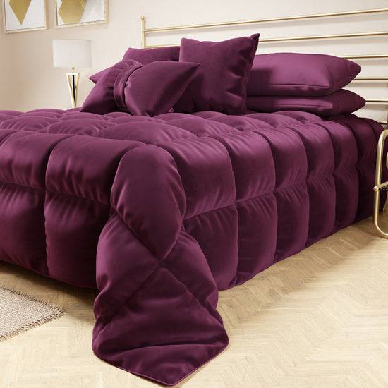 PETTI Trapunta, Trapunta Invernale Double Face In Morbido E Caldo Velluto Prugna