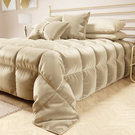 PETTI Trapunta, Trapunta Invernale Double Face In Morbido E Caldo Velluto Panna