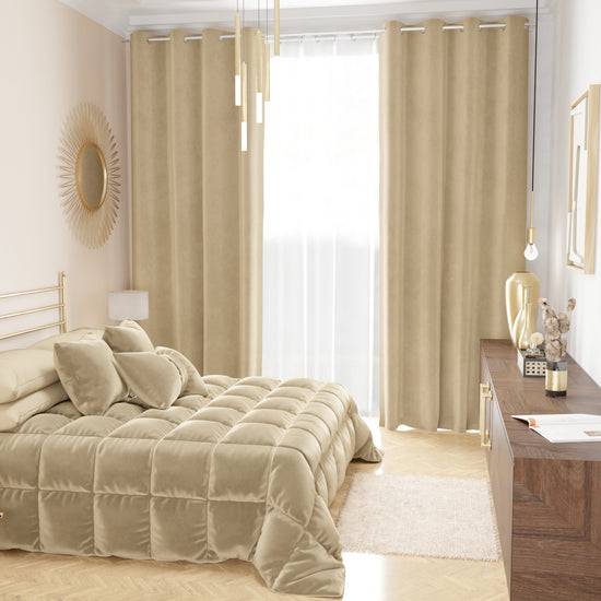 PETTI Trapunta, Trapunta Invernale Double Face In Morbido E Caldo Velluto Panna