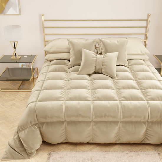 PETTI Trapunta, Trapunta Invernale Double Face in Morbido e Caldo Velluto Panna