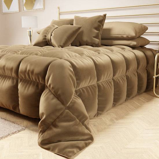 PETTI Trapunta, Trapunta Invernale Double Face In Morbido E Caldo Velluto Tortora