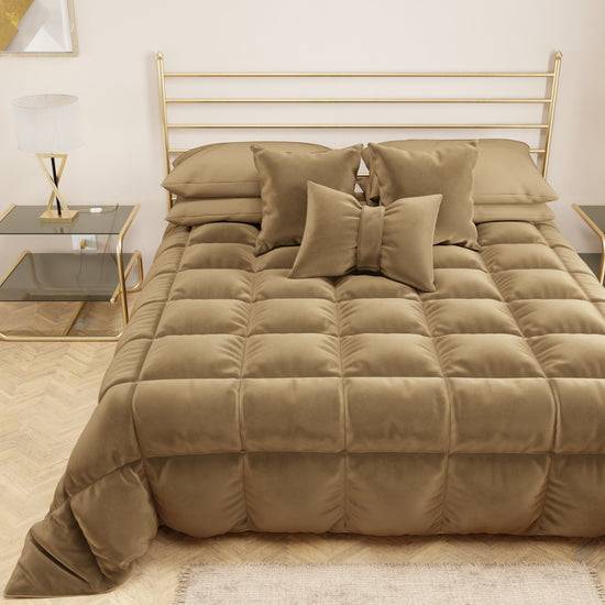 PETTI Trapunta, Trapunta Invernale Double Face in Morbido e Caldo Velluto Tortora